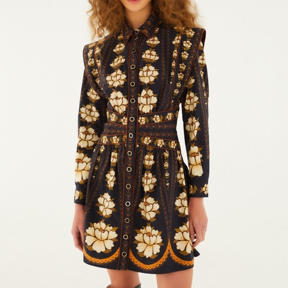FARM Rio Dresses & Skirts - Farm Rio Black Bold Flowers Mini Dress